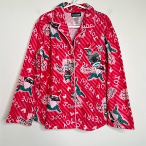 NEW Joe Boxer Pug Dog Christmas Pajama Top Button Down Kids Size 6/6x Red